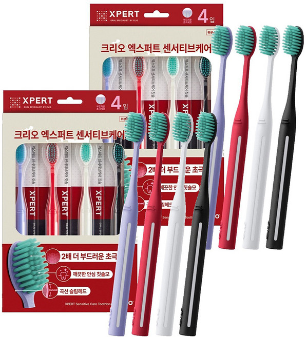크리오 엑스퍼트 센서티브 잇몸케어 초극세모 칫솔, 4개입, 2개