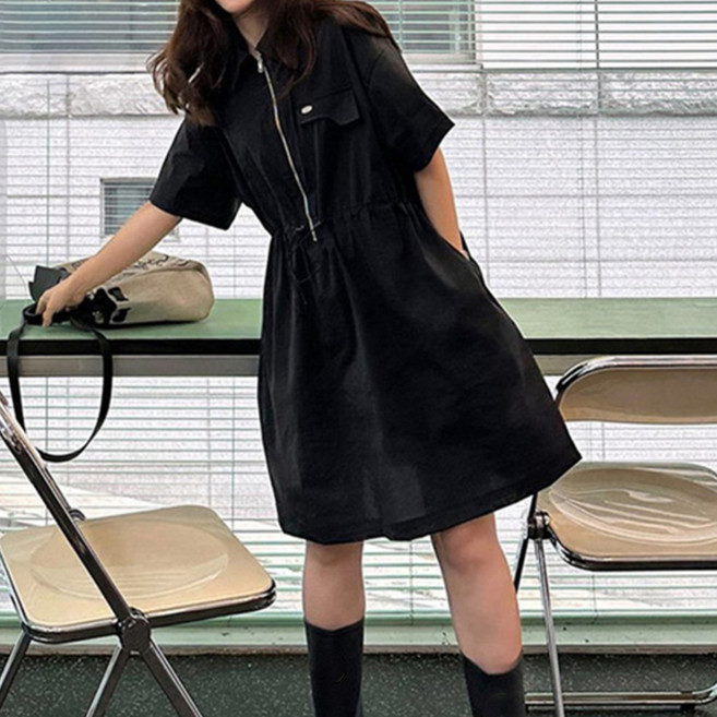 페이퍼먼츠 캐주얼 카라 집업 스트링 원피스 22124 빅사이즈 포함