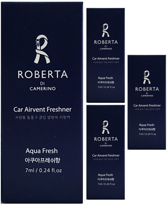 로베르타디까메리노 차량용 송풍구 방향제 리필 7ml, 4개, 아쿠아블루