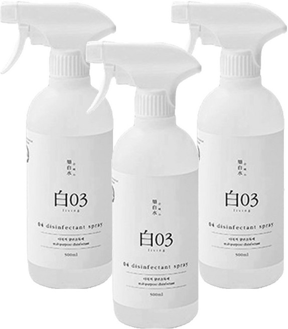 순백수 다목적 살균 소독제, 3개, 500ml
