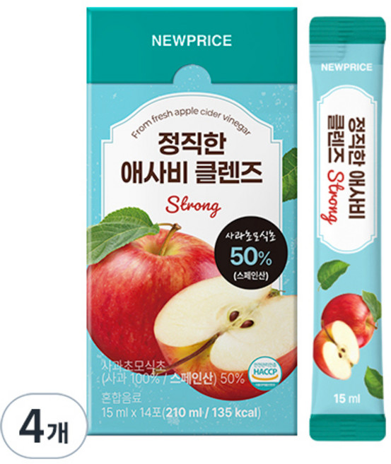 뉴프라이스 정직한 애사비 클렌즈 STRONG 14p, 4개, 210ml