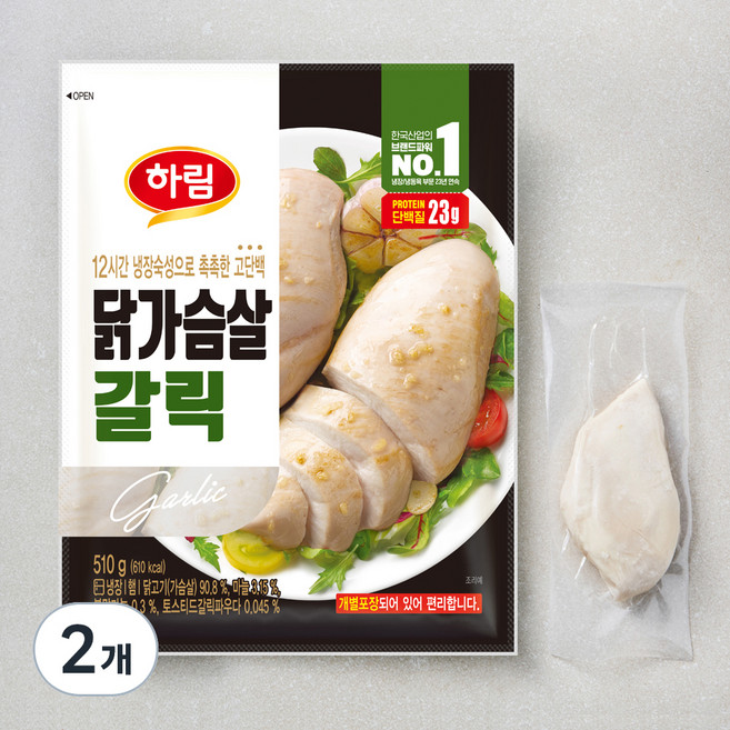 하림 닭가슴살 갈릭, 510g, 1개입, 2개