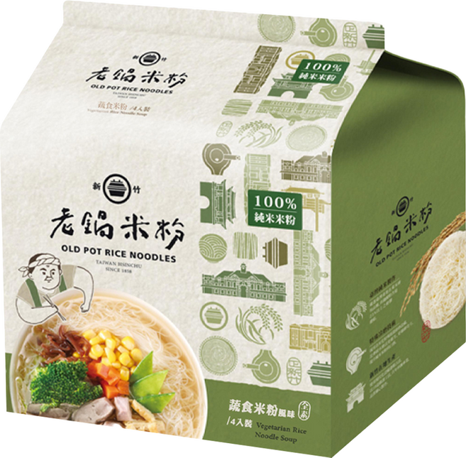 老鍋米粉 蔬食風味湯米粉 4包Set 100%純米米粉, 240g, 1袋
