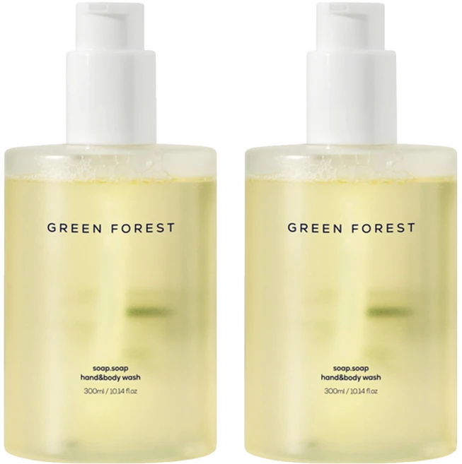 1555 소프소프 핸드앤바디워시 그린포레스트향, 2개, 300ml - 쿠팡