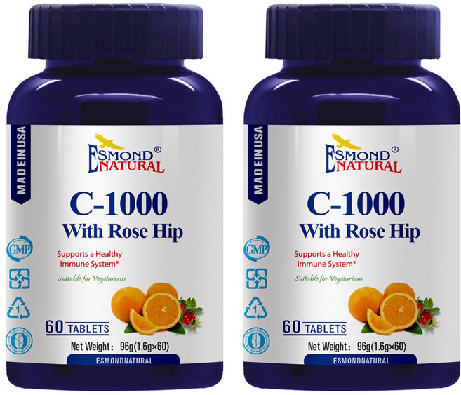 ESMOND NATURAL 愛司盟 緩釋型維生素C1000玫瑰果錠, 60顆, 2罐