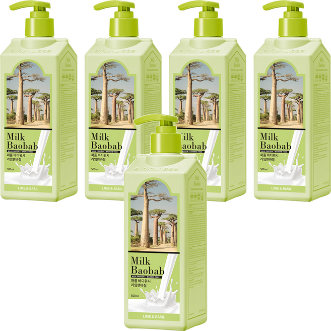 밀크바오밥 퍼퓸 바디워시 라임앤바질, 500ml, 5개
