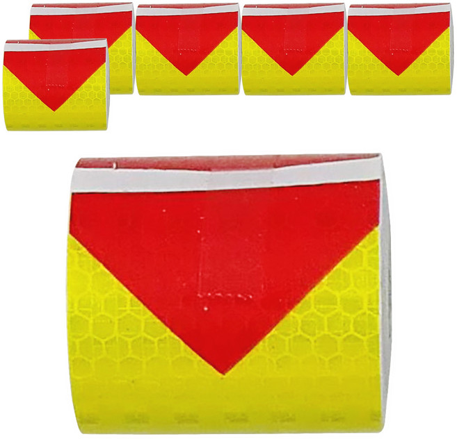 minono 米諾諾 夜間反光箭頭膠帶 6個, 黃色 + 紅色, 1組