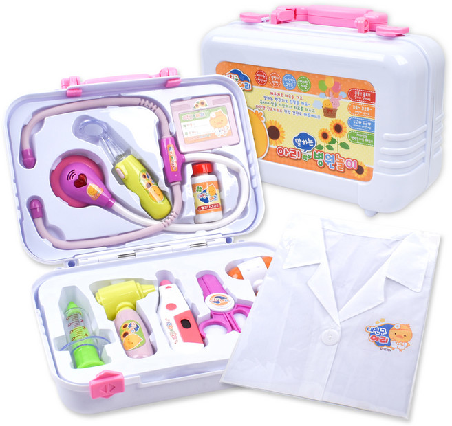 내친구아리 말하는 병원놀이 + 의사가운 세트, 분홍, 1세트