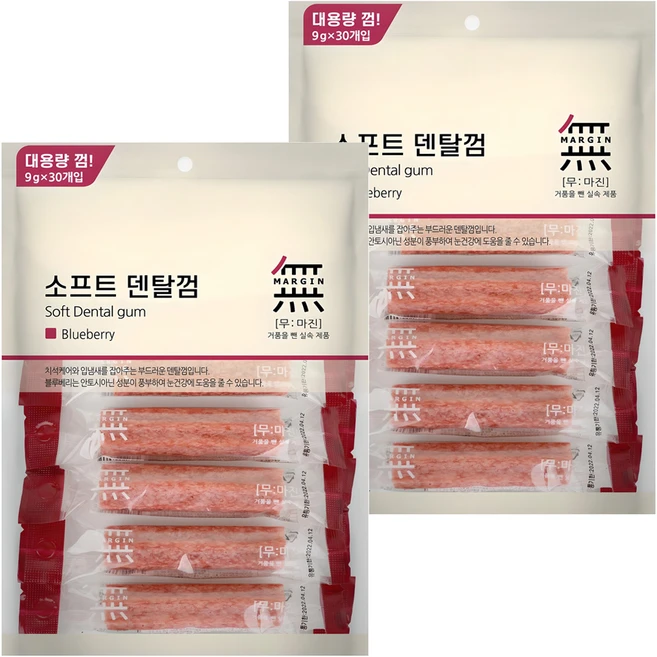 무마진 소프트 강아지 덴탈껌 30p, 블루베리, 270g, 2개 - 쿠팡