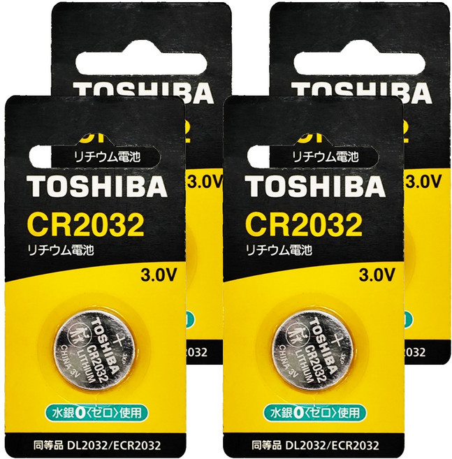 TOSHIBA 東芝 台灣公司貨 鈕扣電池 CR2032, 4個, 1入