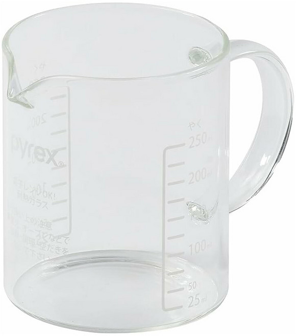 PEARL LIFE 珍珠金屬 PYREX 帶手把耐熱玻璃吹制量杯, 透明色, 250ml, 1個