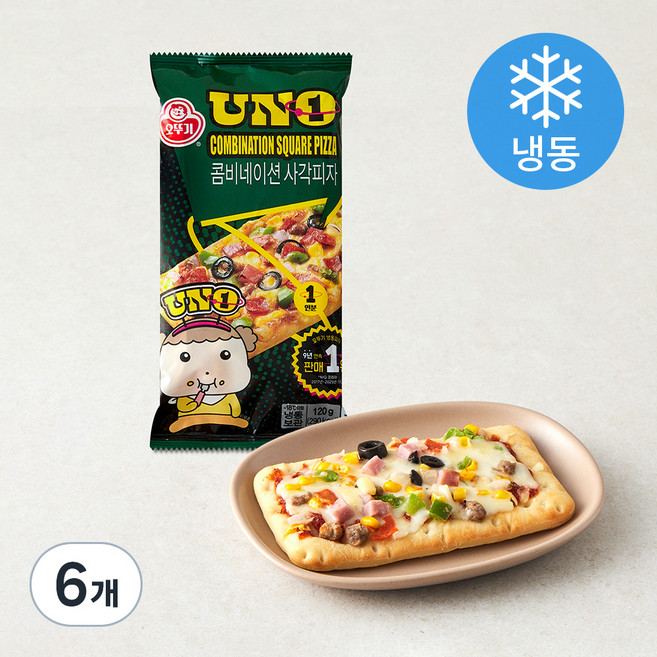 오뚜기 UNO 콤비네이션 사각피자 (냉동), 120g, 1개입, 6개
