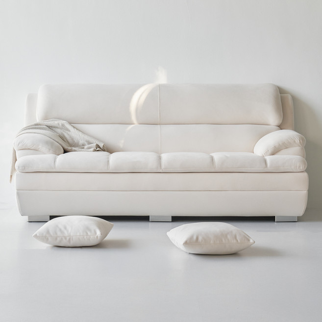 도모디자인 라포레 패브릭 3인용 소파 + 쿠션 2p 세트 방문설치, 크림