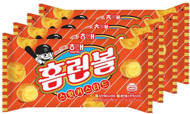 해태제과 홈런볼 스윗커스타드 4P, 164g, 1개