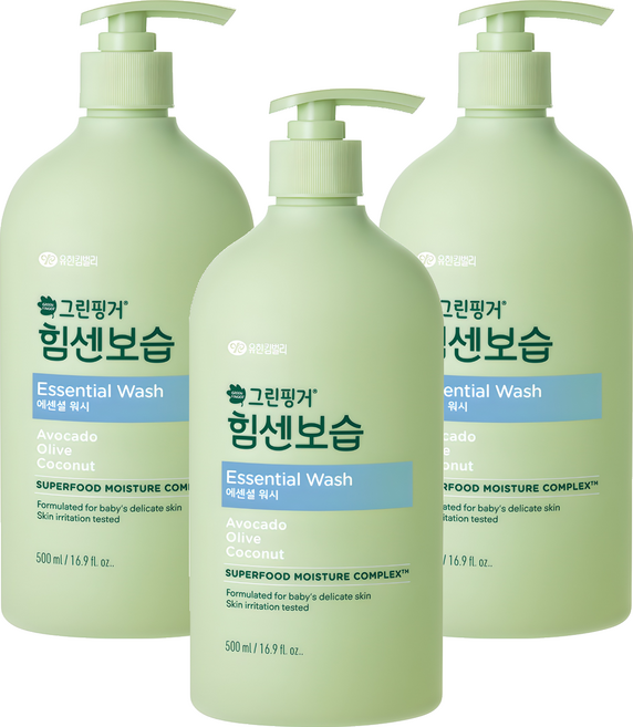 그린핑거 힘센보습 에센셜 유아 바디워시, 500ml, 3개