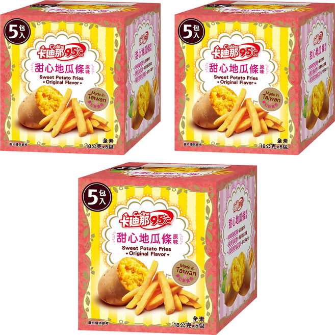 Cadina 卡迪那 95℃甜心地瓜條 全素 原味, 90g, 3盒