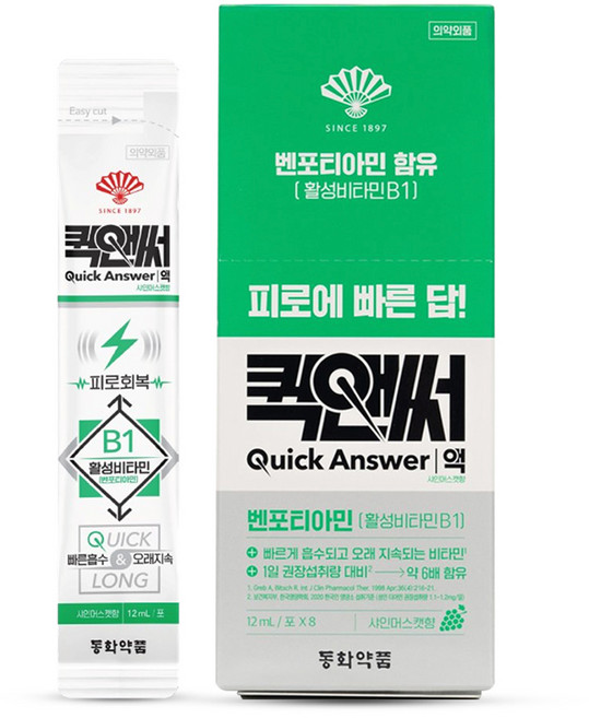 Dongwha Pharm Quick Answer活性維他命B1隨身飲 麝香葡萄口味, 96ml, 1個