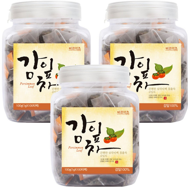 바른약초 감잎차 삼각티백, 1g, 100개입, 3개