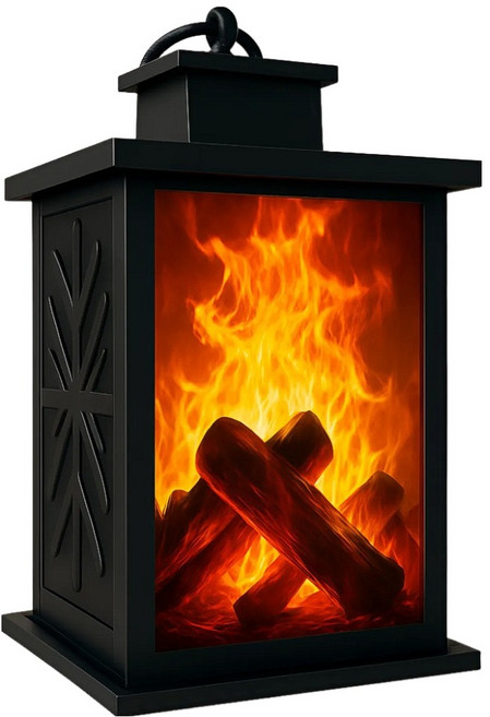 히즈엔 벽난로 불멍 무드등 인테리어 조명 대형, 블랙