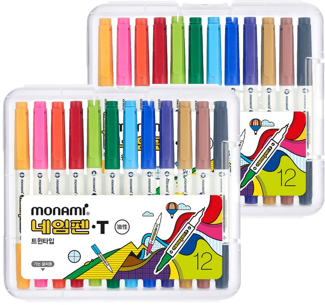 모나미 네임펜 T 트윈타입 12색, 혼합색상, 2세트
