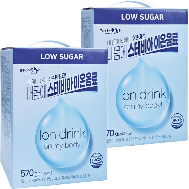타이거마마 내몸에 스테비아 이온음료 30p, 570g, 2개 - 쿠팡