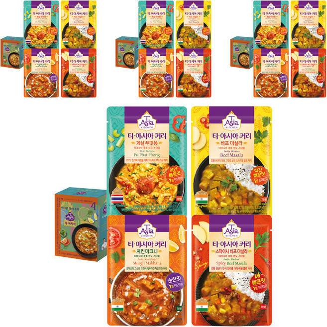 T Asia KITCHEN 印度奶油雞肉咖哩 170g + 咖哩黃瓜夾心餅咖哩 170g + 印度香料牛肉咖哩 170g + 辣味印度香料牛肉咖哩 170g 套組, 4套