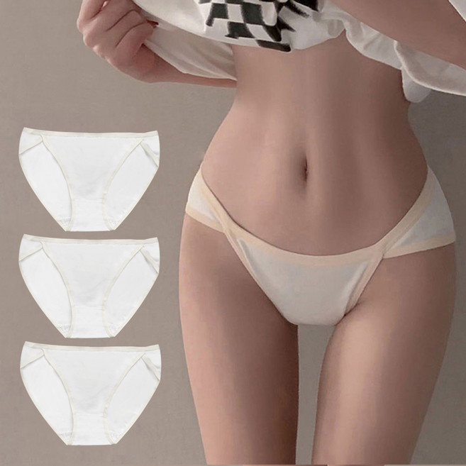 에델린 여성용 통기성 데일리 순면 Y존 편한 슬림 배색 코튼 팬티 3p