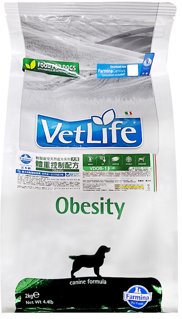 Farmina 法米納 VetLife 獸醫寵愛天然處方系列 犬用體重控制配方 狗飼料, 1袋, 2kg, 低敏感