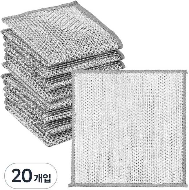 코멧 2겹 은색사 망사 메쉬 수세미, 1개, 20개입