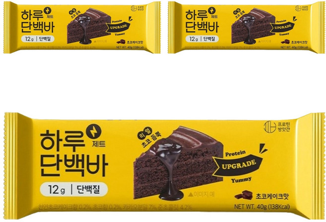 프로틴방앗간 하루단백바 제트 초코케이크맛, 40g, 3개