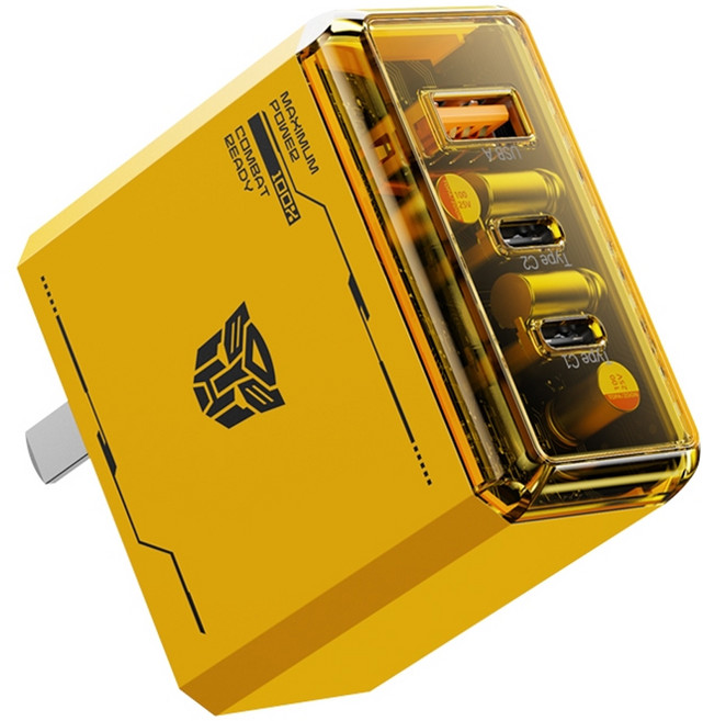 POWERRIDER 三孔PD快速充電器 PD65C 65W, 黃色, 1個