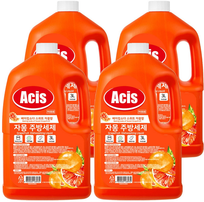 아키스 스위트 자몽 주방세제, 3L, 4개