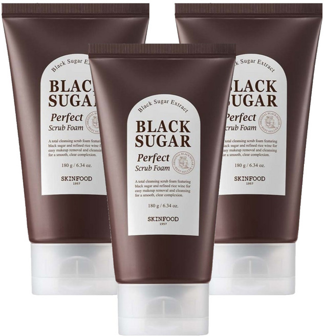 스킨푸드 블랙슈가 퍼펙트 스크럽 폼, 180g, 3개