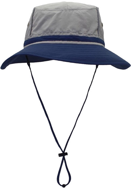 情侶款戶外涼感遮陽防曬登山帽 UPF50+ 99%紫外線遮蔽率, 灰邊藏青