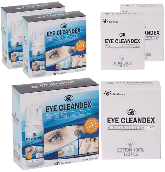 바이오옵틱스 아이클린덱스 단백질제거 눈꺼풀 세정제 + 솜 120p, 3세트