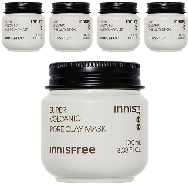 INNISFREE 台灣公司貨 超級火山泥毛孔潔淨面膜 100ml, 5罐, 1入