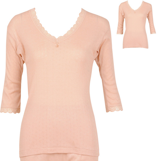 Carrylucy 60支棉V領透氣七分袖運動上衣 2件組