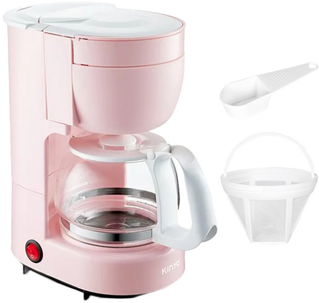 Kinyo 四杯滴漏式咖啡機 附濾網 + 咖啡壺 + 量勺, CMH-7530, 粉色