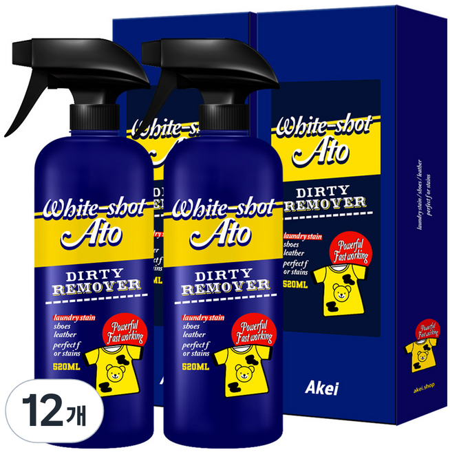 아케이 리빙 화이트샷 아토 고농축 강력 얼룩제거제, 12개, 520ml