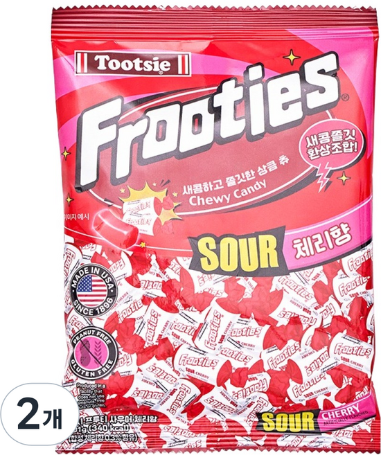 투시 프루티 사우어 체리향 츄잉 캔디, 2개, 101g