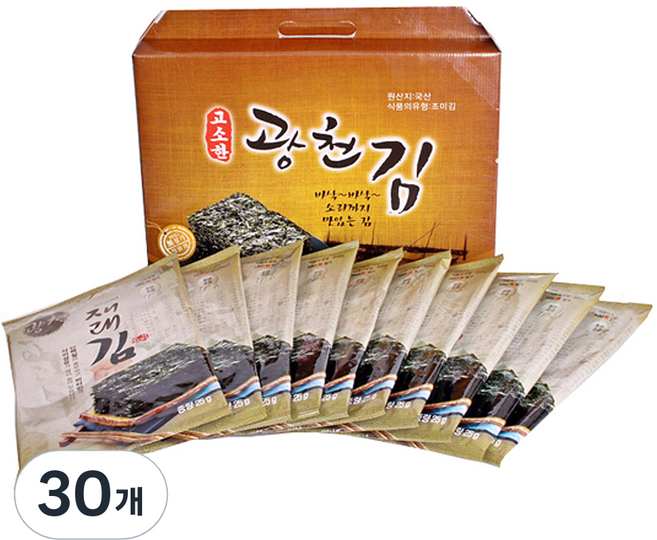 광천김 황토소금 광천 재래 전장김 25g, 30개