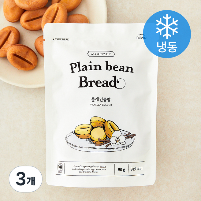 스윗팔렛트 플레인콩빵 (냉동), 90g, 1개입, 3개