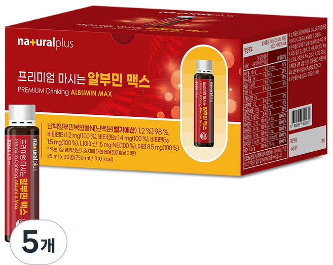내츄럴플러스 프리미엄 마시는 알부민 맥스, 30회분, 5개