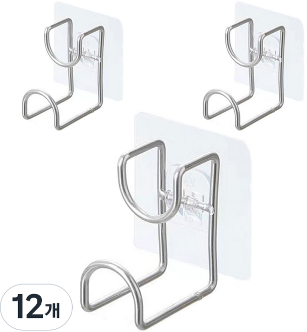 리빙홈디테일 홈 다용도 세면대 접착 걸이, 투명, 12개