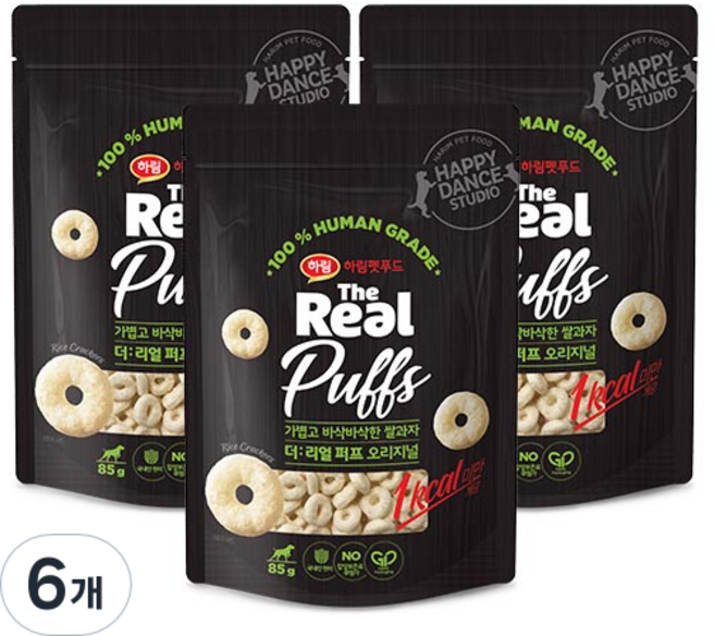 하림펫푸드 강아지 더리얼 퍼프 오리지널 대용량 간식, 오리지널맛, 85g, 6개