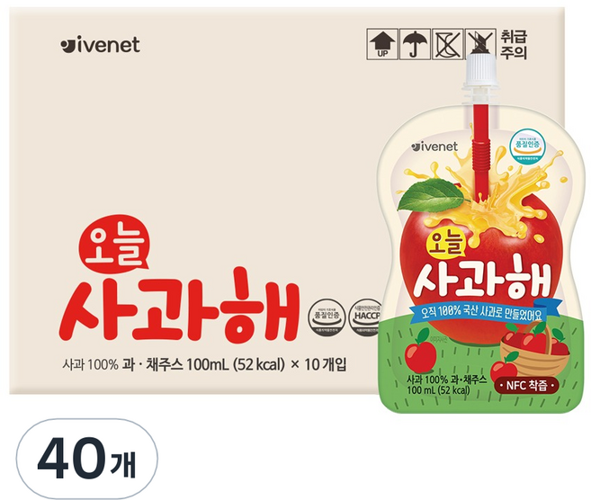 아이배냇 오늘사과해 주스, 100ml, 40개