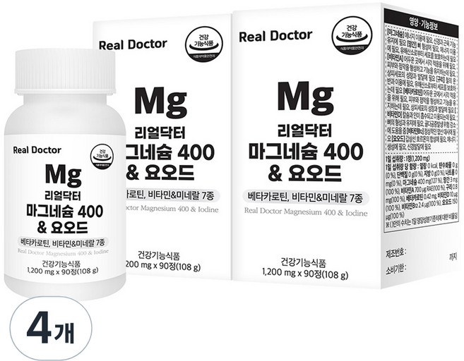 Real Doctor 鎂碘&綜合維他命複合錠 108g, 90顆, 4個