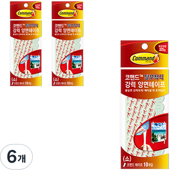 코맨드 3M 리필테이프 소형 10입, 화이트, 6개