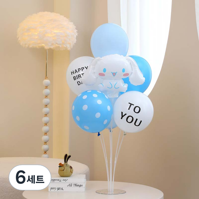피앤비유니티 스탠드 생일장식 세트, 02 시나모롤 생일축하스탠드 블루, 6세트
