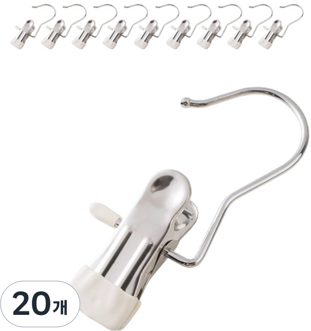 디오셀 다용도 논슬립 외집게걸이, 화이트, 20개